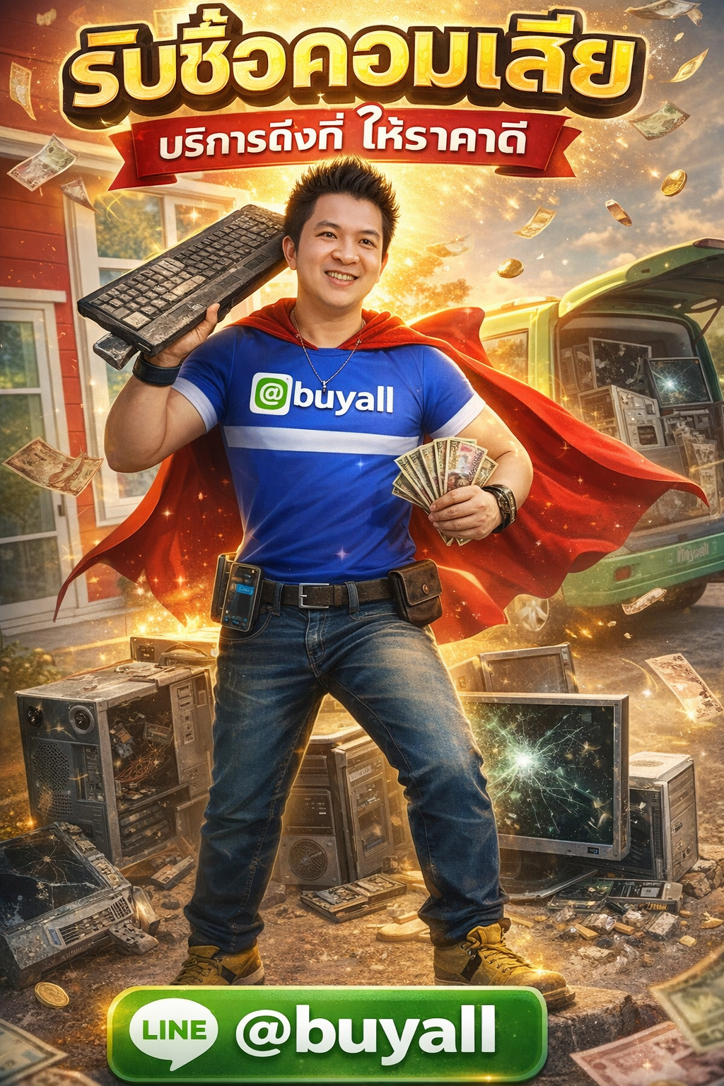 โปสเตอร์รับซื้อคอมเสีย Ta.co.th LINE @buyall